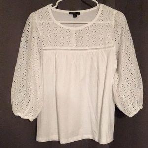 J. Crew white top puff sleeve NWT